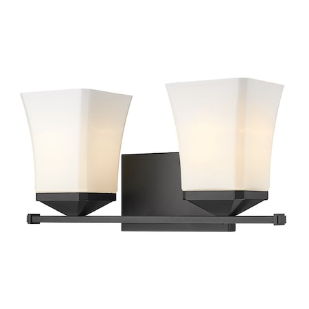 Z-Lite Darcy 2 Light Vanity, Matte Black & Etched Opal 1939-2V-MB